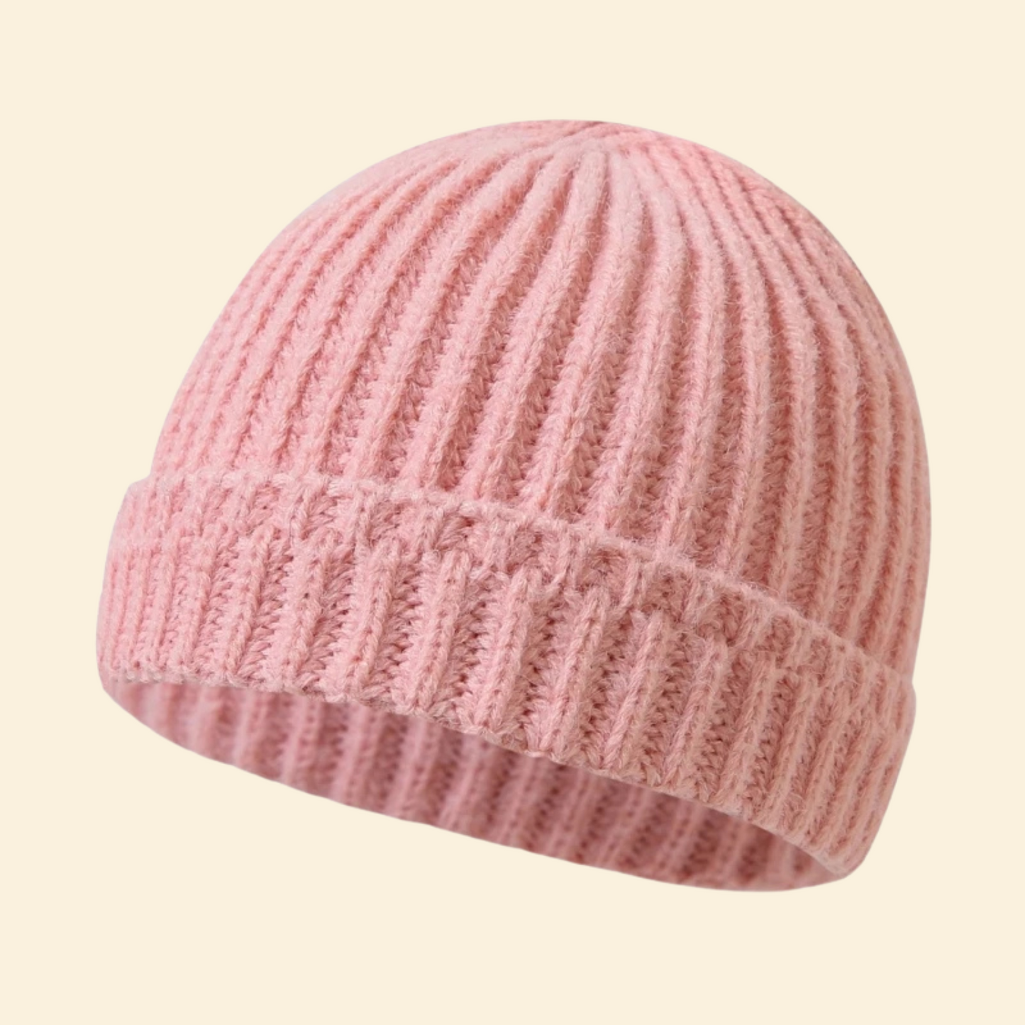 Baby Knitted Hat with Fleece Lining and Pom Pom