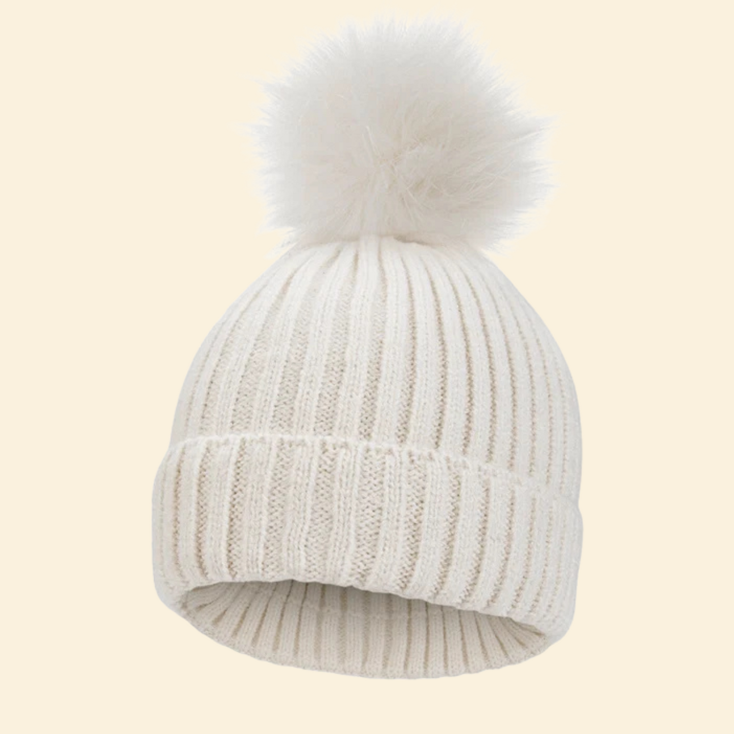 Baby Knitted Hat with Fleece Lining and Pom Pom