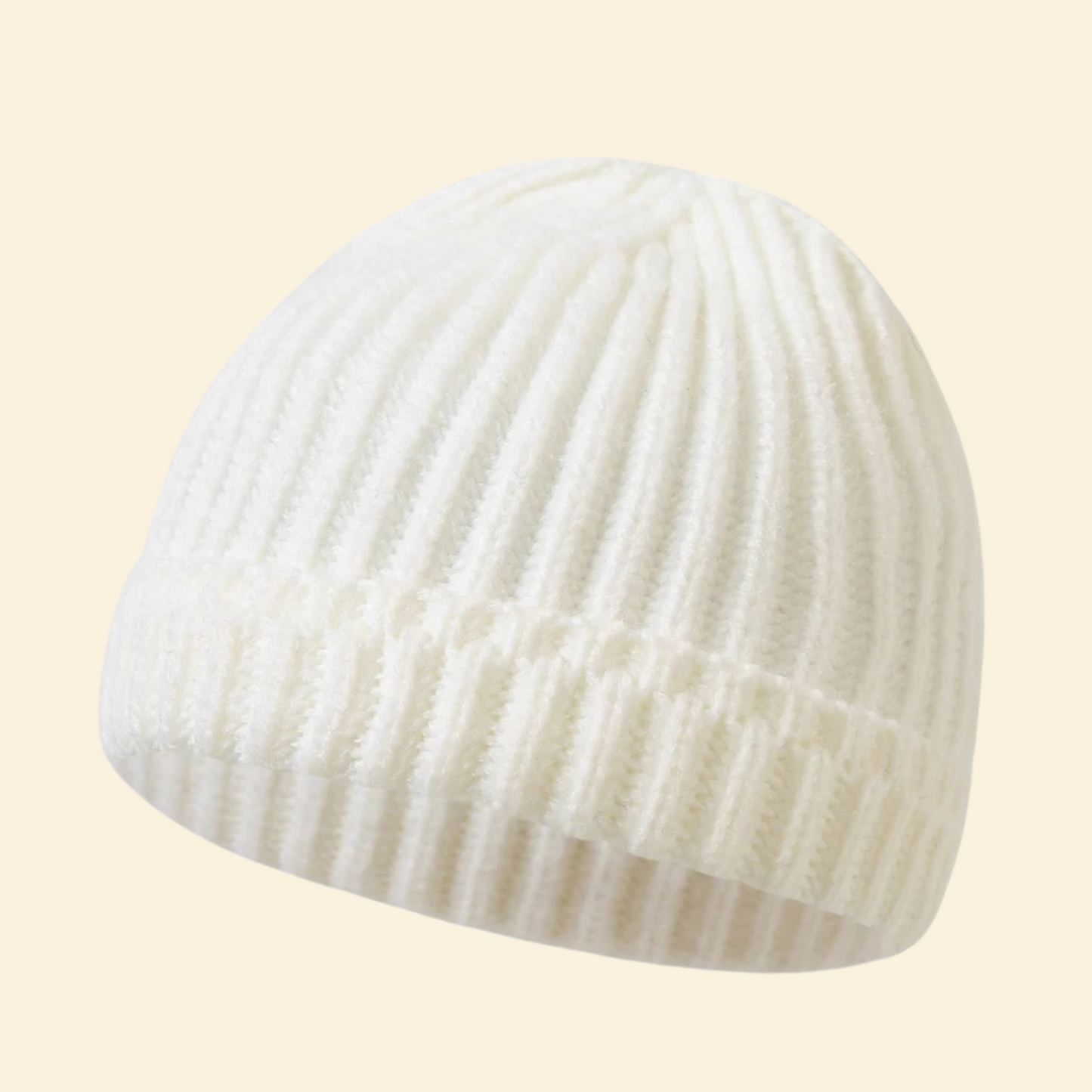 Baby Knitted Hat with Fleece Lining and Pom Pom