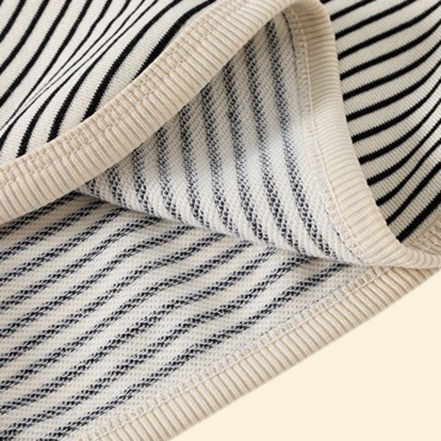 Cotton Jersey Stripe Black Long Sleeves T-Shirt