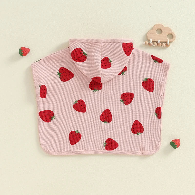 Flower & Strawberry Poncho Cover-up for Swimsuit