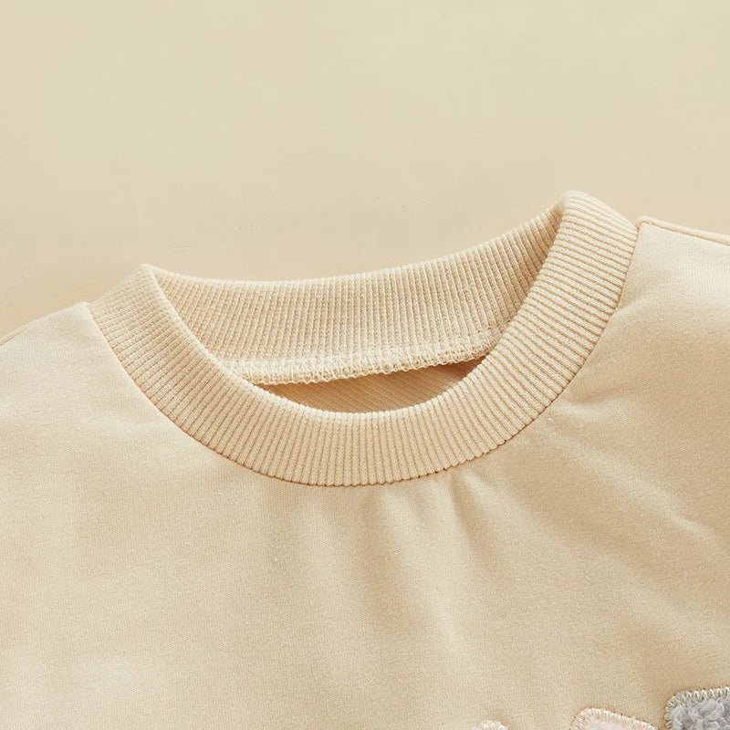 Love Embroidered Long Sleeve Round Neck Romper