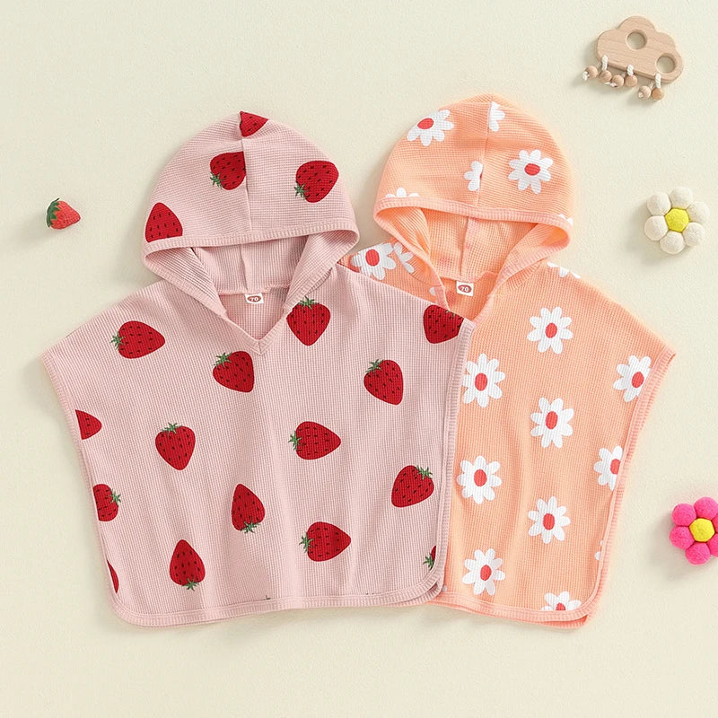 Flower & Strawberry Poncho Cover-up for Swimsuit