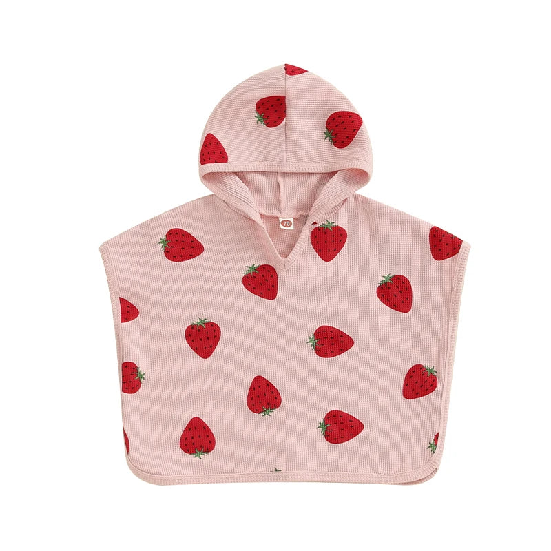 Flower & Strawberry Poncho Cover-up for Swimsuit