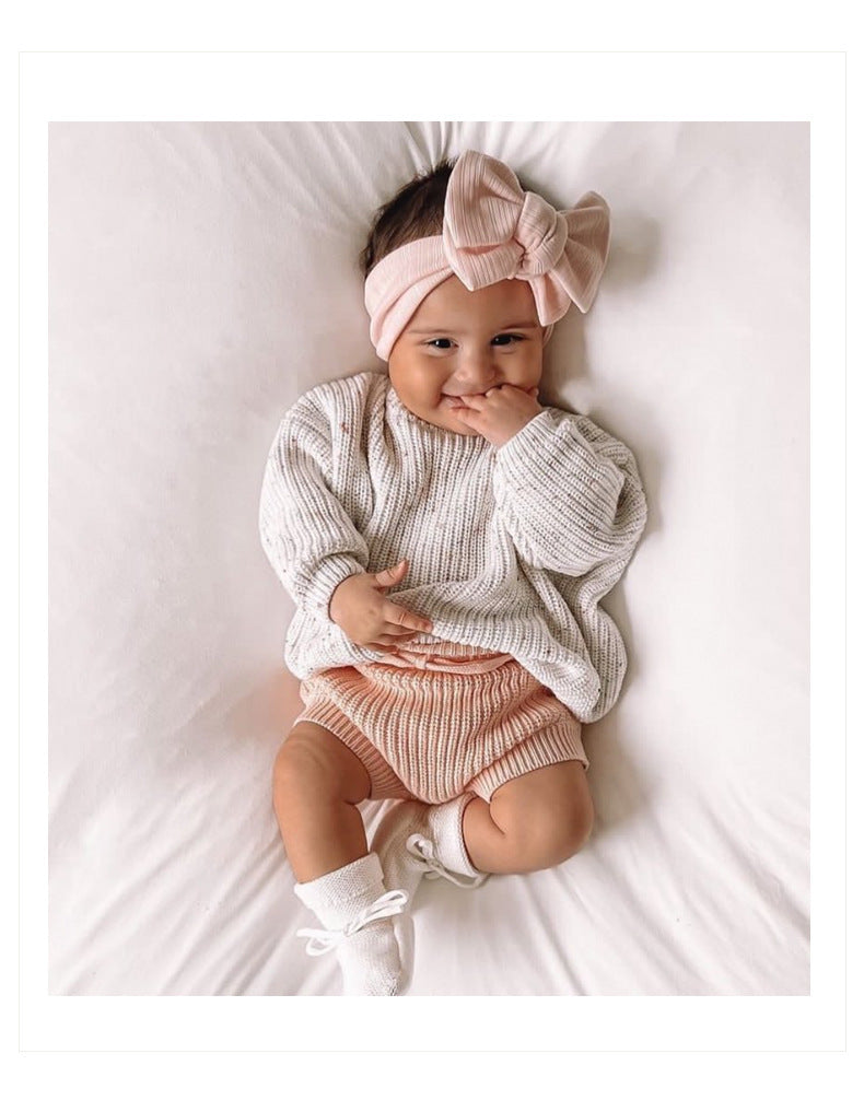 Knitted Casual Long Sleeve Pullover With Colored Dots