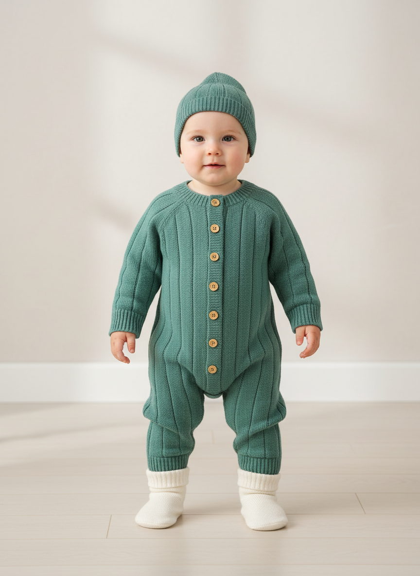 Baby Knitted Kit Rompers & Hat