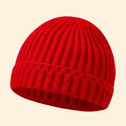 Baby Knitted Hat with Fleece Lining and Pom Pom