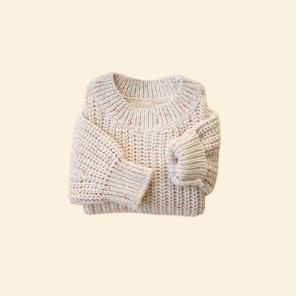 Knitted Casual Long Sleeve Pullover With Colored Dots