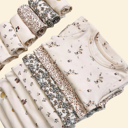 Print Cotton Pajamas Set Long & Short Sleeve