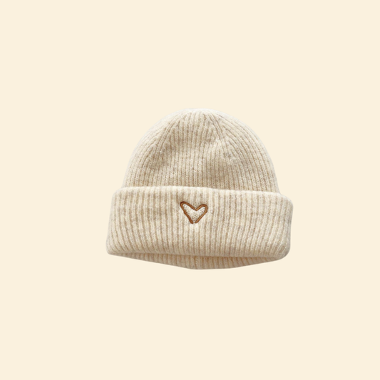 Baby Knitted Hat With Embroidery Heart & Scarf
