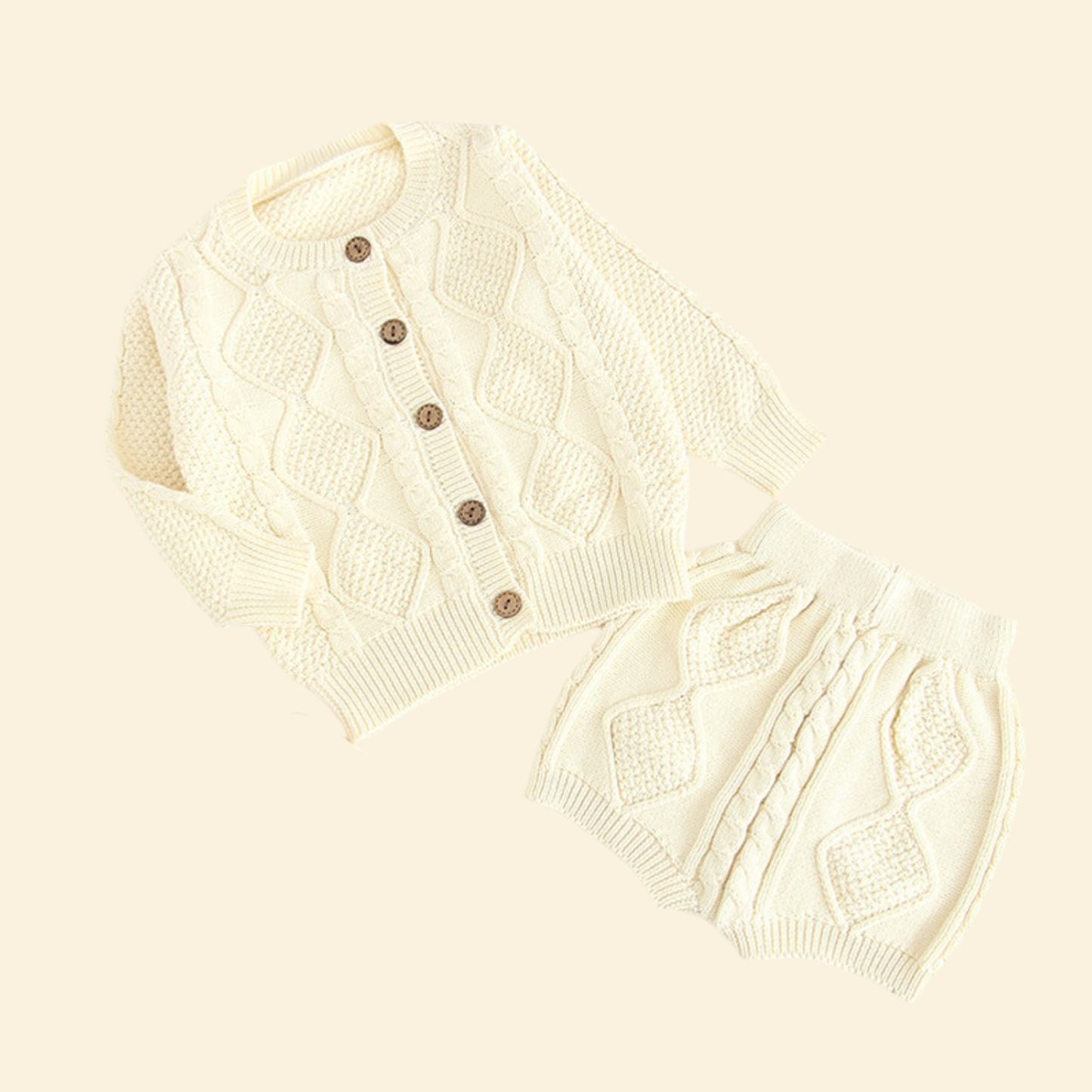 Two-Piece Knitted Cardigan with Shorts