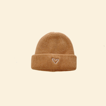 Baby Knitted Hat With Embroidery Heart & Scarf