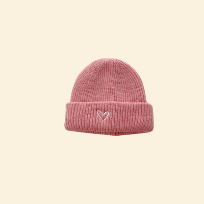 Baby Knitted Hat With Embroidery Heart & Scarf