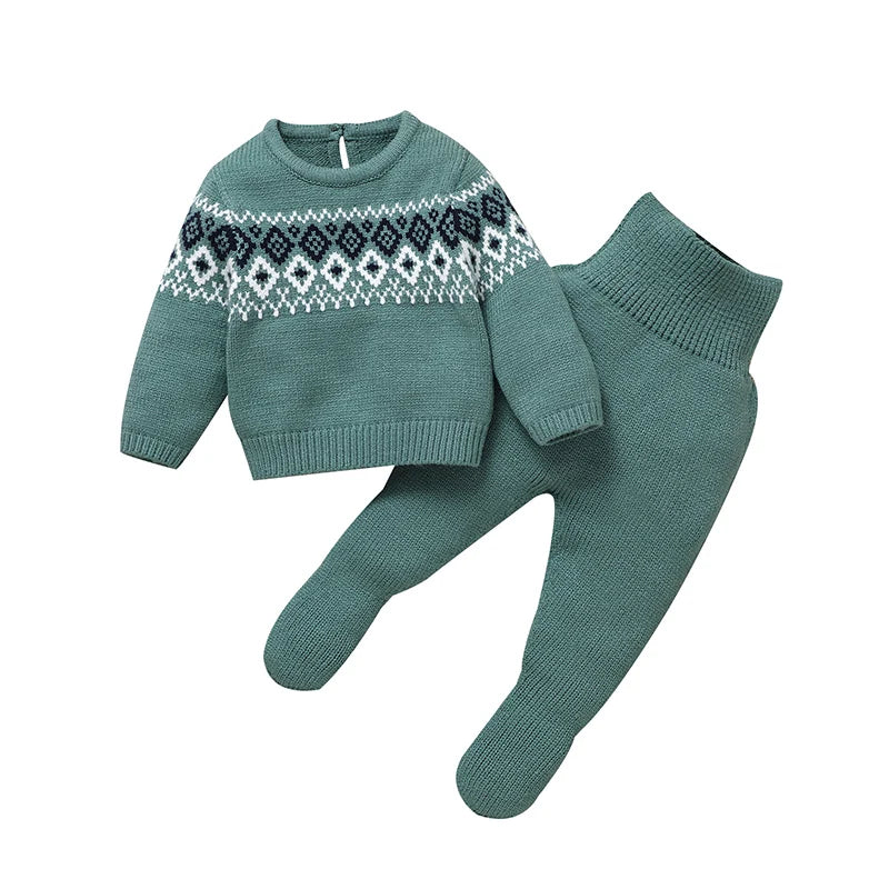 Newborn & Baby Knitted Long Sleeve Pullover & Trousers Leggins