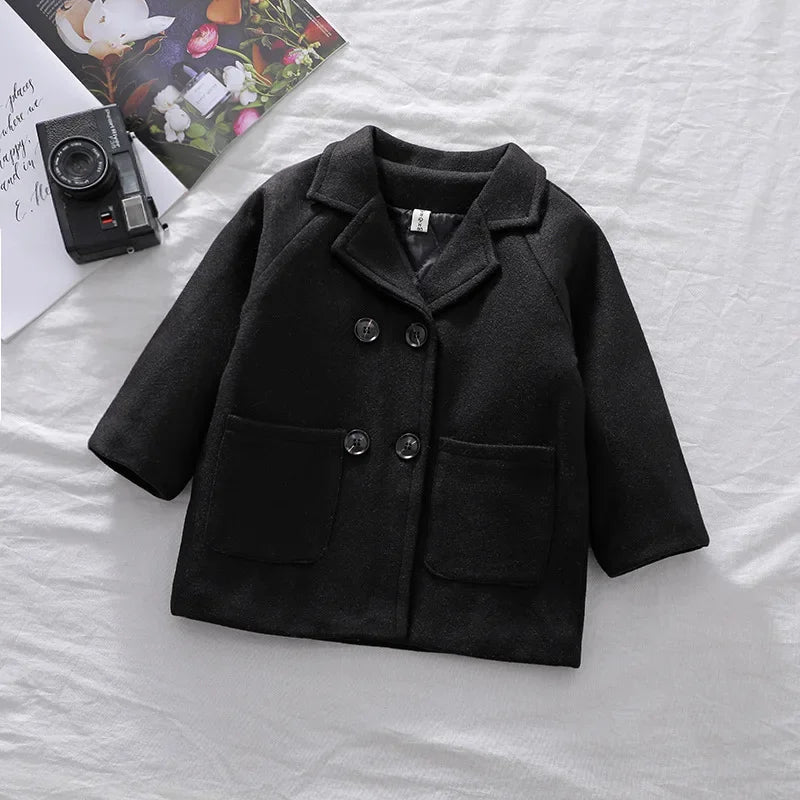 Fashion Jacket Solid - double breasted long woollen overcoat