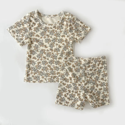 Print Cotton Pajamas Set Long & Short Sleeve