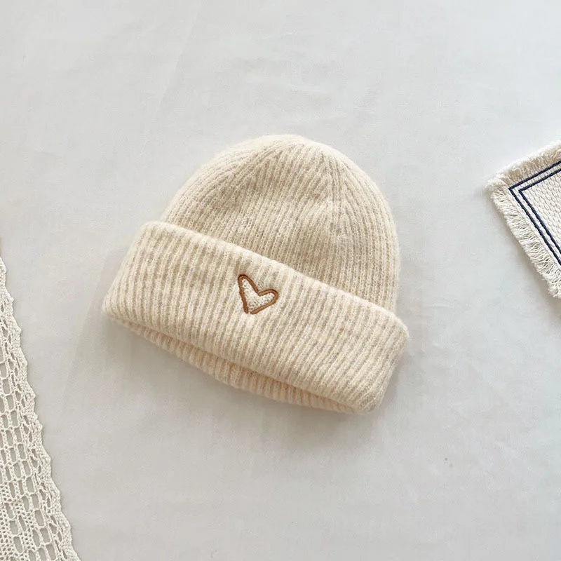 Baby Knitted Hat With Embroidery Heart