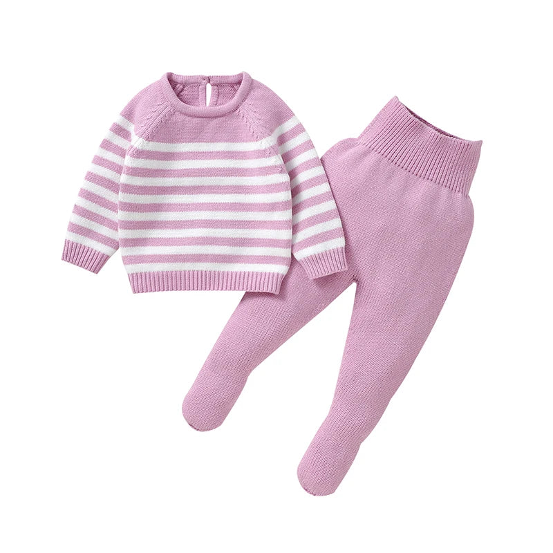 Newborn & Baby Knitted Long Sleeve Pullover & Trousers Leggins