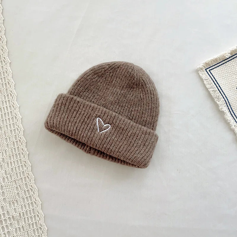 Baby Knitted Hat With Embroidery Heart