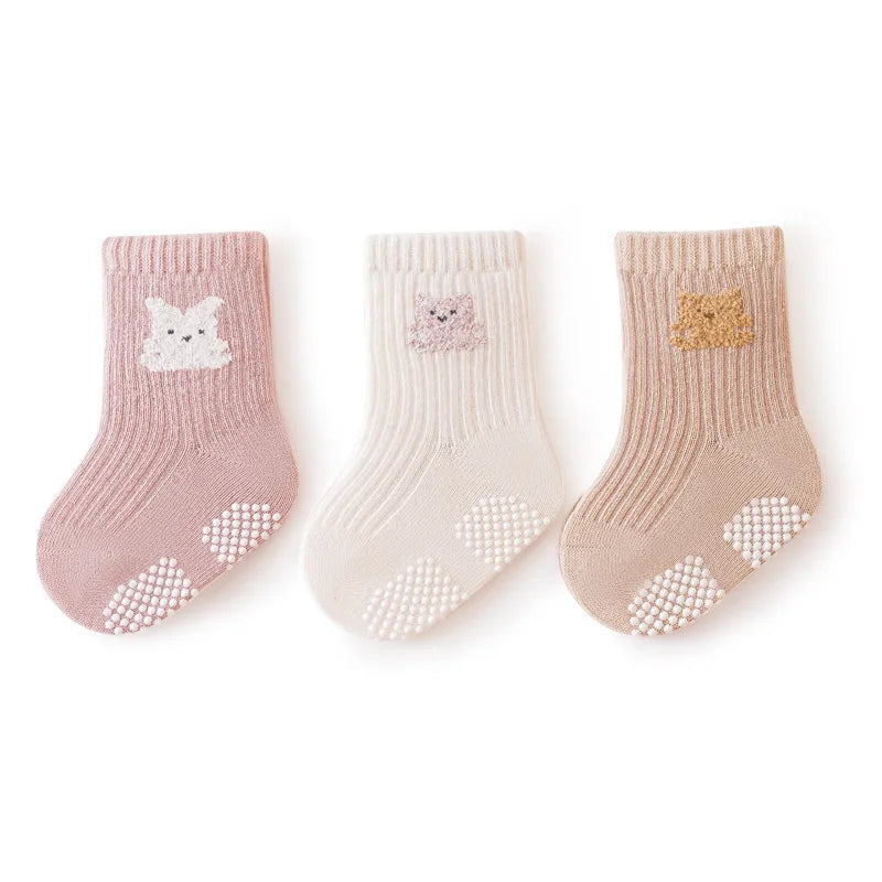 Toddler cotton anti slip socks - 5 pairs