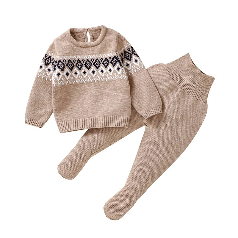 Newborn & Baby Knitted Long Sleeve Pullover & Trousers Leggins