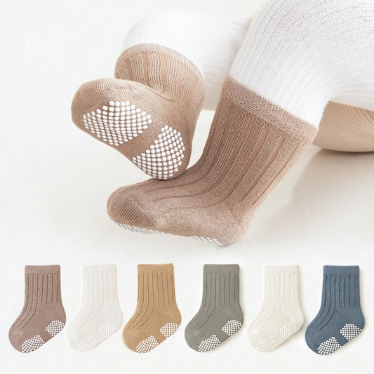 Toddler cotton anti slip socks - 5 pairs