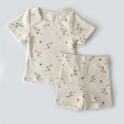 Print Cotton Pajamas Set Long & Short Sleeve