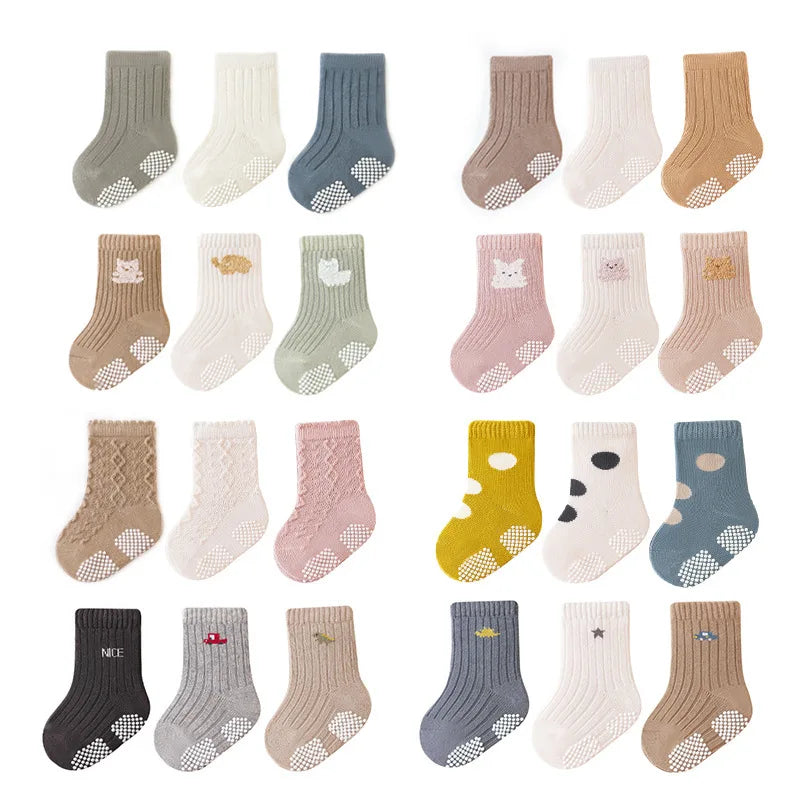 Toddler cotton anti slip socks - 5 pairs