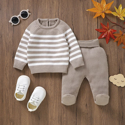 Newborn & Baby Knitted Long Sleeve Pullover & Trousers Leggins