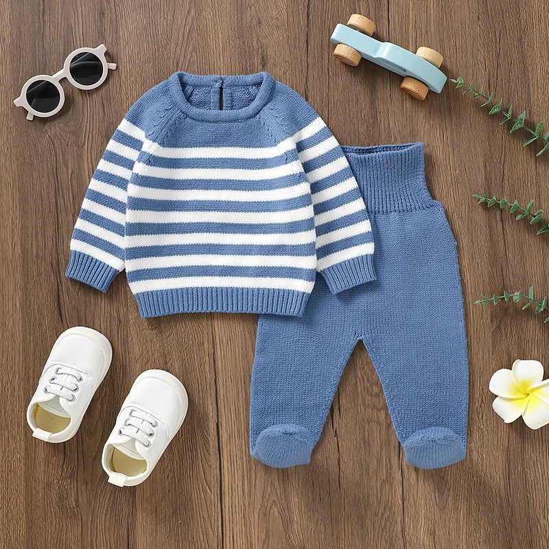 Newborn & Baby Knitted Long Sleeve Pullover & Trousers Leggins