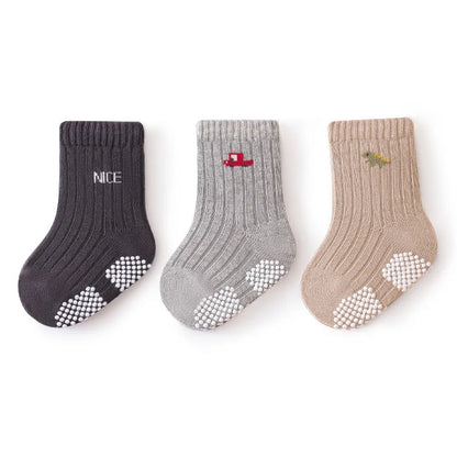 Toddler cotton anti slip socks - 5 pairs