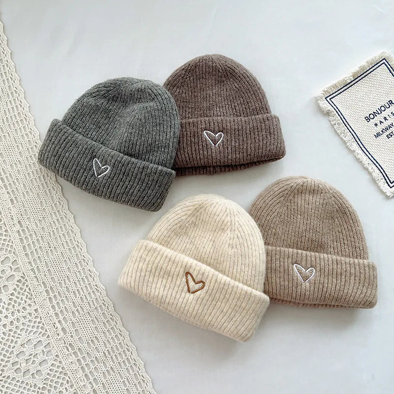 Baby Knitted Hat With Embroidery Heart