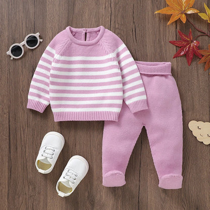 Newborn & Baby Knitted Long Sleeve Pullover & Trousers Leggins