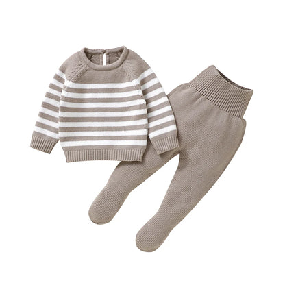 Newborn & Baby Knitted Long Sleeve Pullover & Trousers Leggins