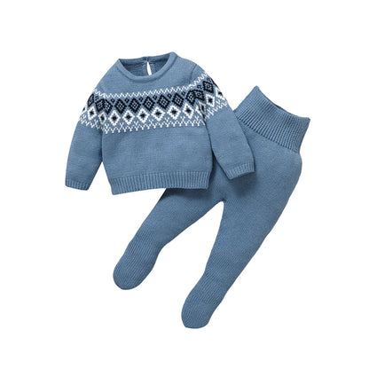 Newborn & Baby Knitted Long Sleeve Pullover & Trousers Leggins