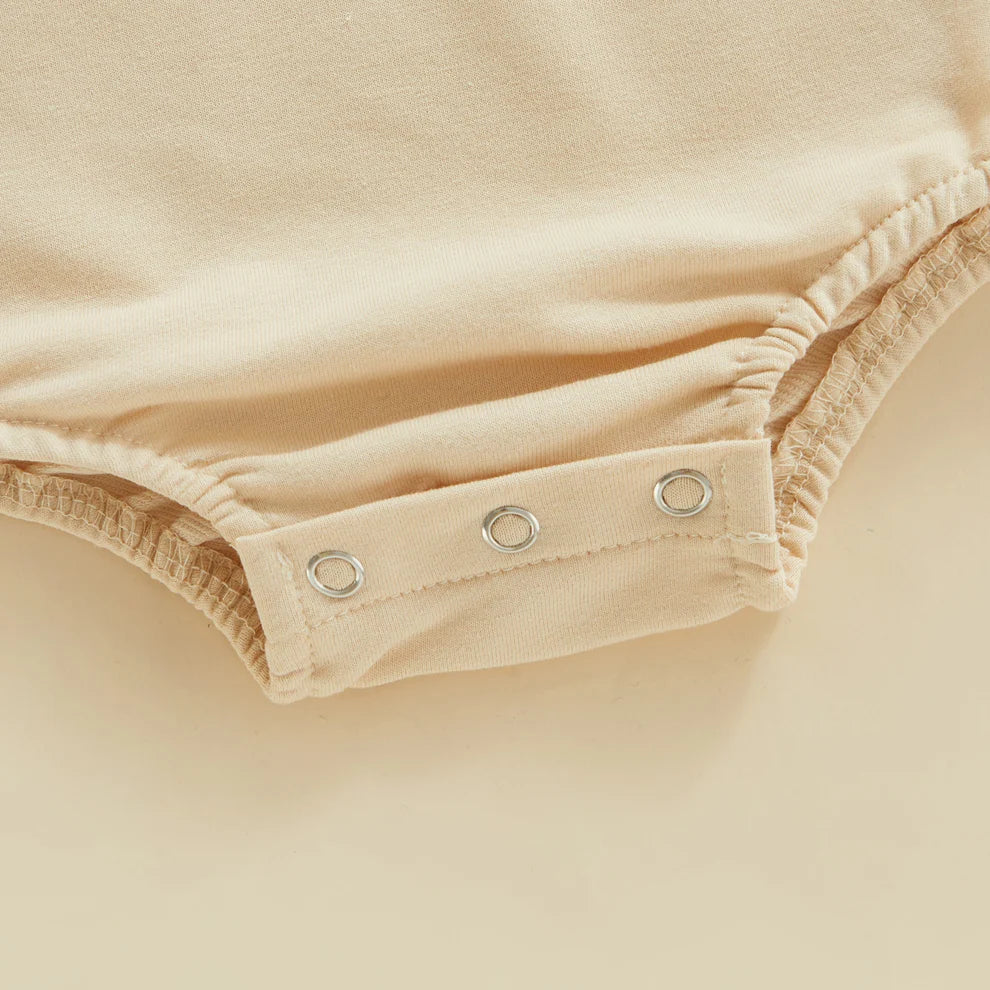 Love Embroidered Long Sleeve Round Neck Romper