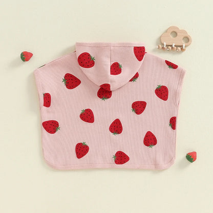 Flower & Strawberry Poncho Cover-up for Swimsuit