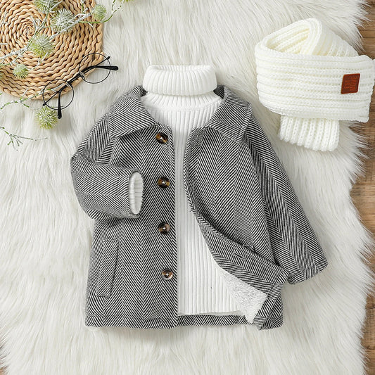 Baby Winter Long Sleeve Warm Jacket With Single Breasted