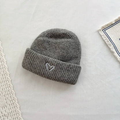 Baby Knitted Hat With Embroidery Heart