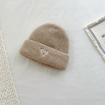 Baby Knitted Hat With Embroidery Heart