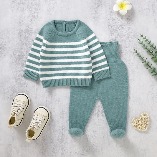 Newborn & Baby Knitted Long Sleeve Pullover & Trousers Leggins