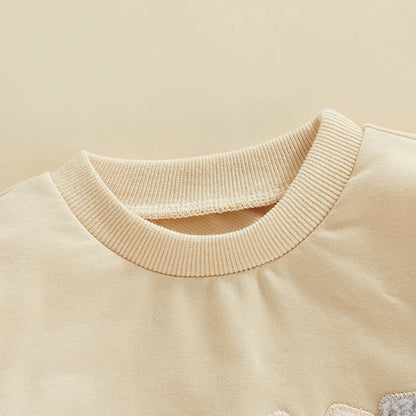 Love Embroidered Long Sleeve Round Neck Romper