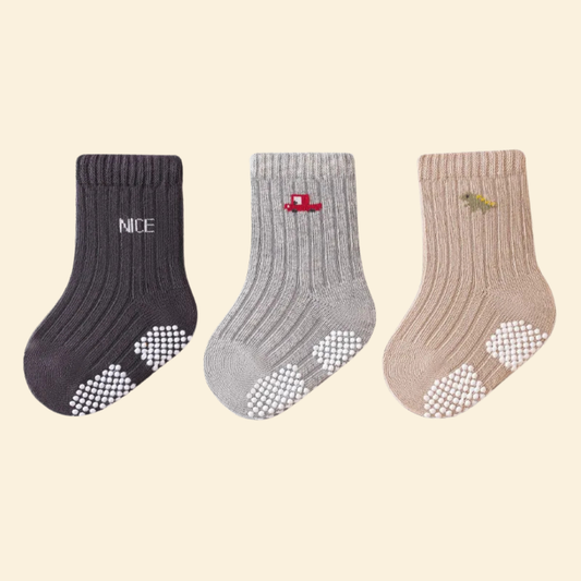 Toddler cotton anti slip socks - 5 pairs