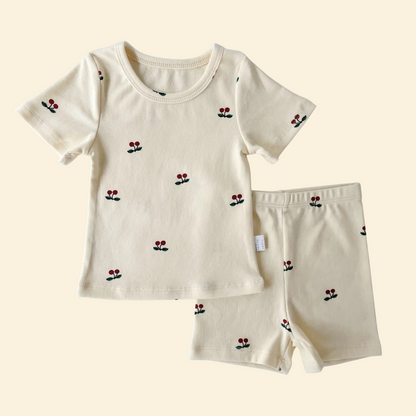 Print Cotton Pajamas Set Long & Short Sleeve
