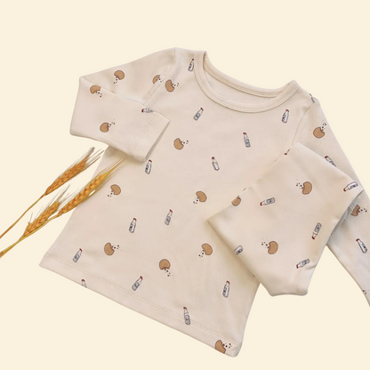 Print Cotton Pajamas Set Long & Short Sleeve