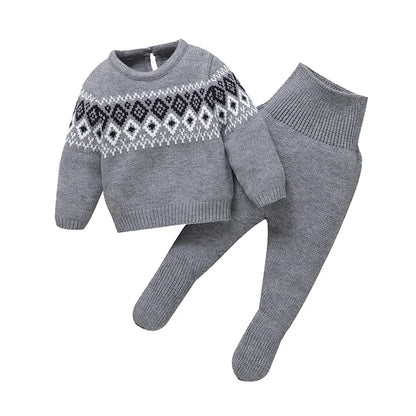 Newborn & Baby Knitted Long Sleeve Pullover & Trousers Leggins