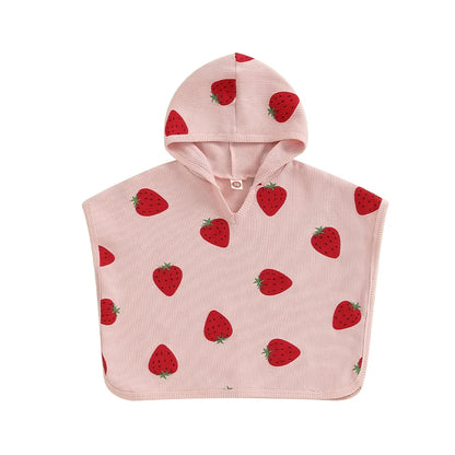 Flower & Strawberry Poncho Cover-up for Swimsuit