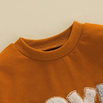 Love Embroidered Long Sleeve Round Neck Romper