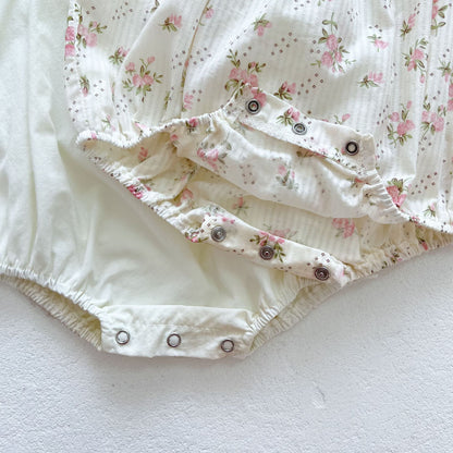Romper Floral and White Short Sleeve